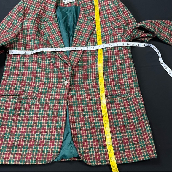 Vintage 90s Plaid Tartan oversized blazer size L - Picture 4 of 5